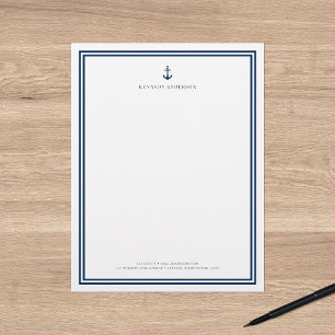 Custom Colour Modern Classic Anchor Personalized Letterhead