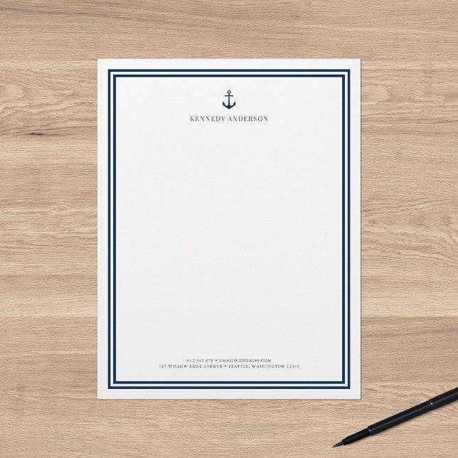 Custom Colour Modern Classic Anchor Personalized Letterhead (Creator Uploaded)