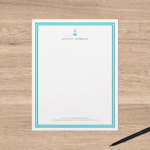 Custom Colour Modern Classic Anchor Personalized Letterhead
