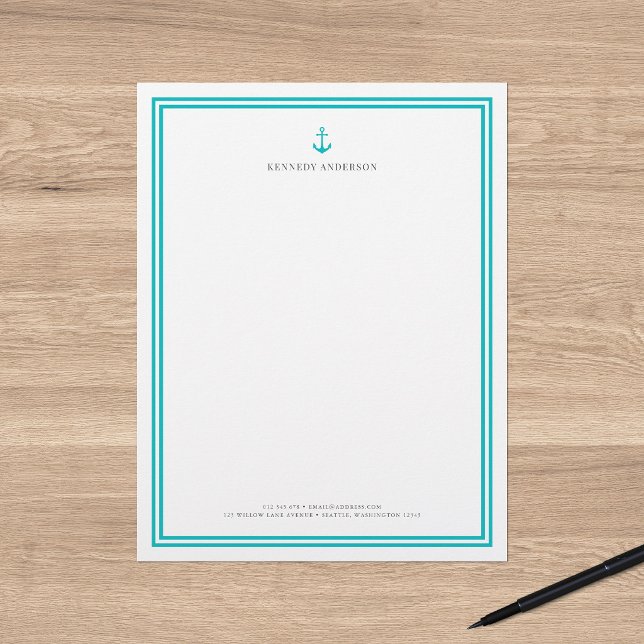 Custom Colour Modern Classic Anchor Personalized Letterhead (Creator Uploaded)