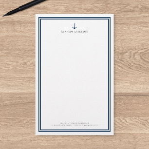 Custom Colour Modern Classic Anchor Personalized Stationery