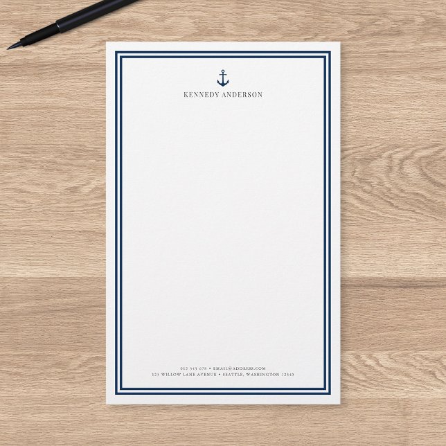 Custom Colour Modern Classic Anchor Personalized Stationery (Creator Uploaded)