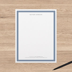 Custom Colour Modern Classic Borders Personalized Letterhead