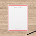 Custom Colour Modern Classic Borders Personalized Letterhead<br><div class="desc">This modern classic personalized letterhead features double borders the colours of which is editable by simply clicking customize and changing the background colour. Personalize by replacing the placeholder text with your own name. For more options such as to change the font and it's size/colour or the spacing between letters click...</div>