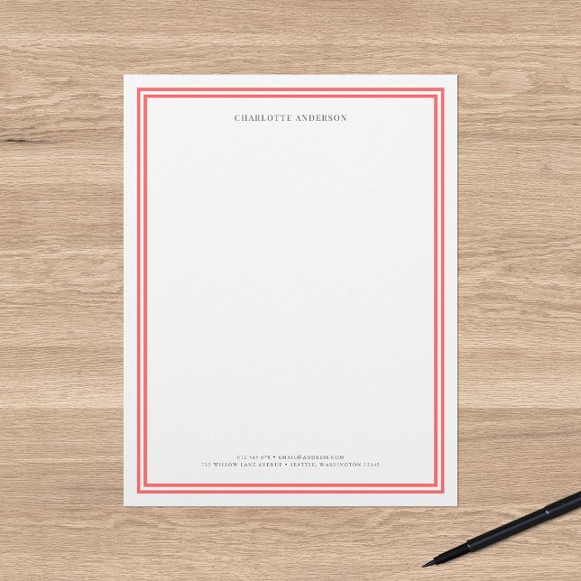 Custom Colour Modern Classic Borders Personalized Letterhead (Creator Uploaded)