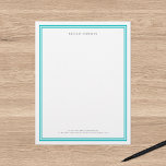 Custom Colour Modern Classic Borders Personalized Letterhead<br><div class="desc">This modern classic personalized letterhead features double borders the colours of which is editable by simply clicking customize and changing the background colour. Personalize by replacing the placeholder text with your own name. For more options such as to change the font and it's size/colour or the spacing between letters click...</div>