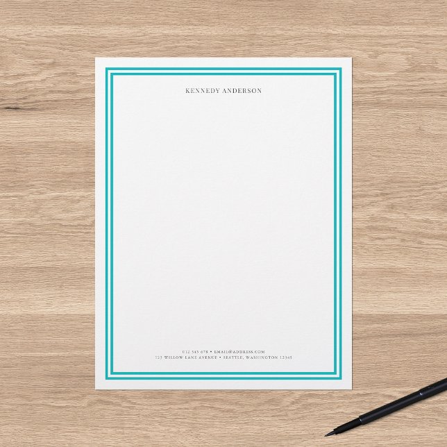 Custom Colour Modern Classic Borders Personalized Letterhead (Creator Uploaded)
