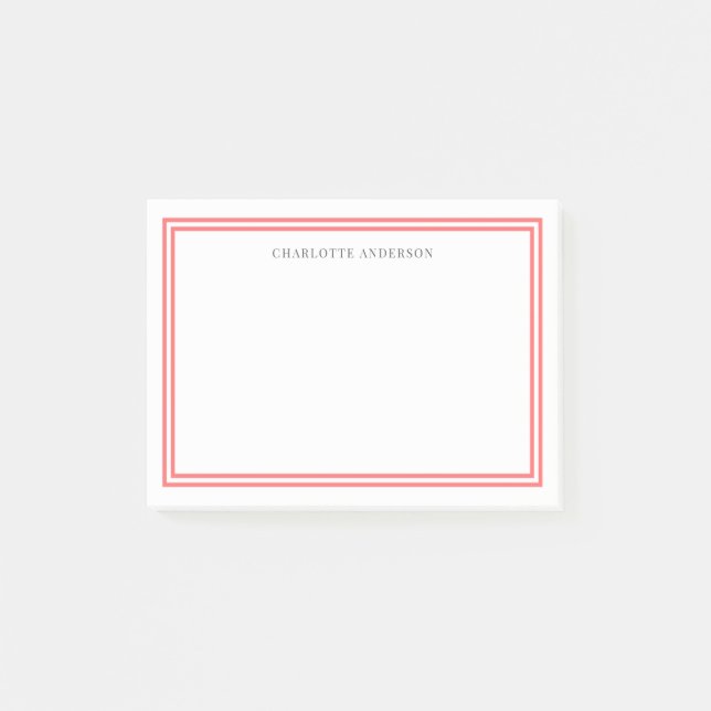 Custom Colour Modern Classic Borders Personalized Post-it Notes (Front)