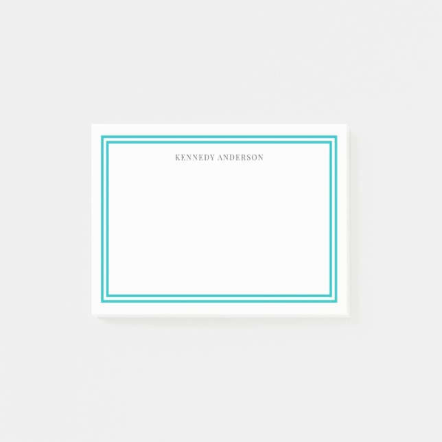 Custom Colour Modern Classic Borders Personalized Post-it Notes (Front)