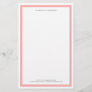 Custom Colour Modern Classic Borders Personalized Stationery