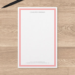Custom Colour Modern Classic Borders Personalized Stationery