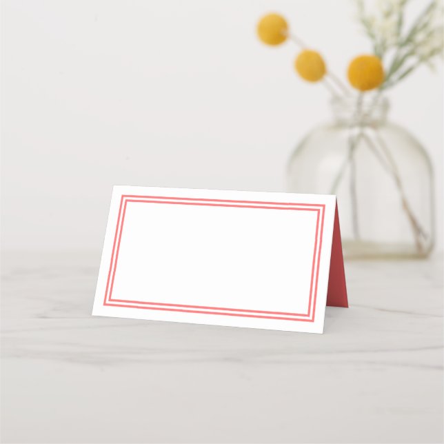 Custom Colour Modern Classic Borders Place Card (Front)