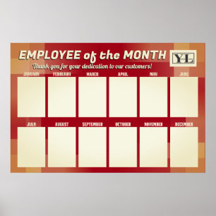 Custom colour modern employee of the month photo poster