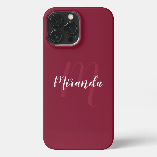 Custom Colour Modern Personalized Monogram and Nam iPhone Case (Back)
