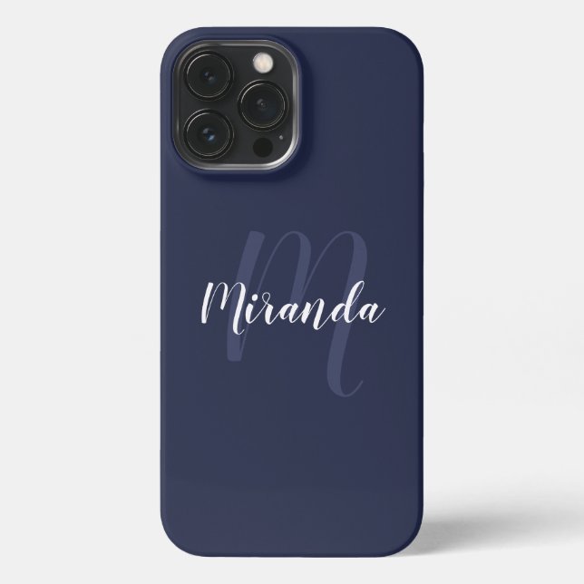 Custom Colour Modern Personalized Monogram and Nam iPhone Case (Back)