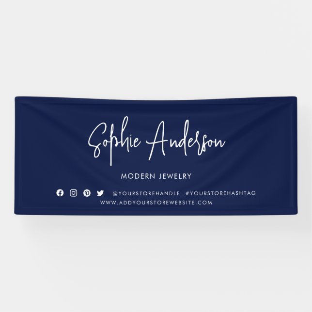 Custom Colour Modern Script Social Media Marketing Banner (Horizontal)
