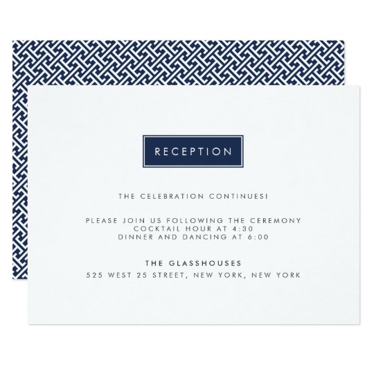 Custom Colour Modern Wedding Reception Card