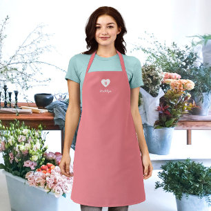 Custom Colour Monogram Heart Modern Script Apron