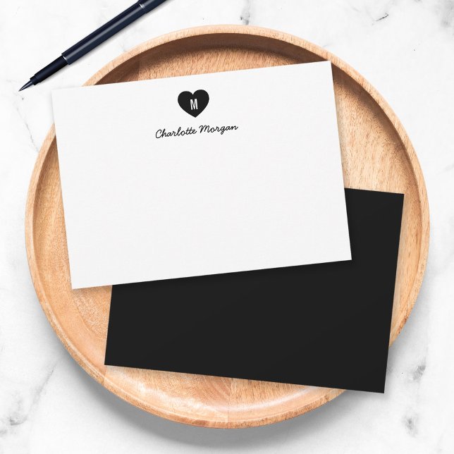 Custom Colour Monogram Heart Modern Script Card (Creator Uploaded)