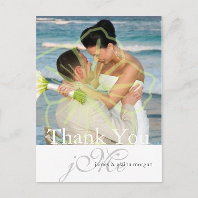 Custom Colour/Monogram Thank you postcards (Front)