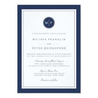 Custom Colour Monogram Wedding Invitation