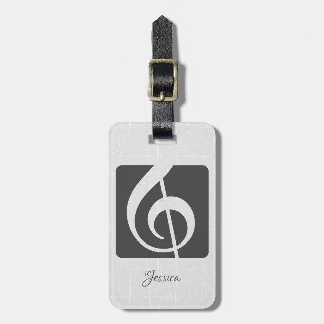 Custom Colour Music Symbol - Treble Clef Luggage Tag (Front Vertical)