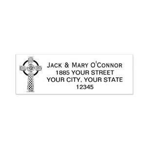 Custom Colour Name & Address Christian Celtic Cros Self-inking Stamp