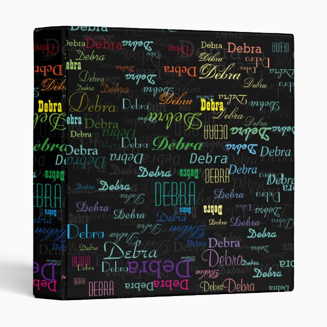 Custom Colour Names Repeated All Over BLACK Binder (Front/Spine)