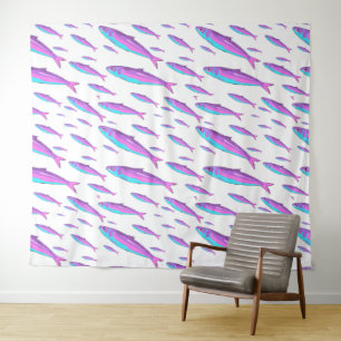 Custom Colour Neon Sardines Trend Backdrop Tapestry