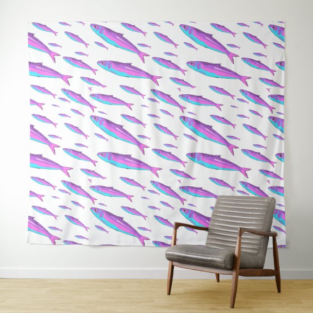 Custom Colour Neon Sardines Trend Backdrop Tapestry (In Situ (Horizontal))