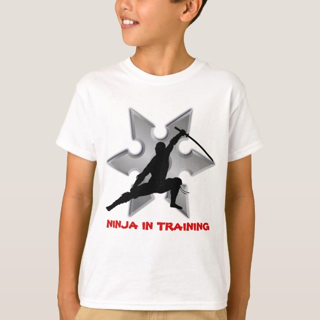 Custom Colour Ninja in Training Samurai Shuriken T-Shirt (Front)