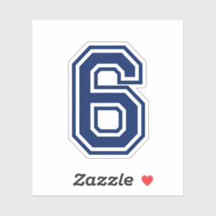 Custom colour number six 6 sporty college font