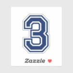Custom colour number three 3 sporty college font<br><div class="desc">Number three sticker. Sports college font,  any custom colour. You can change the colour of the number with the customization tool. The complete alphabet and numbers 0-9 are available.</div>
