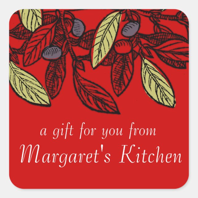 Custom colour olive branch food gift tag label (Front)