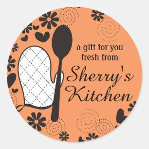 Custom colour oven mitt spoon cooking bakery label