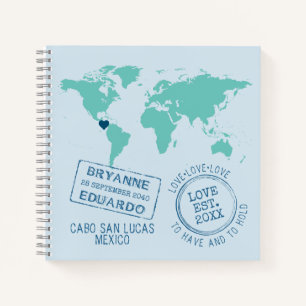 Custom Colour Passport Stamp World Map Guest Book