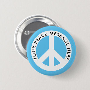 Custom colour peace button with personalized text