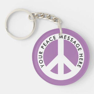 Custom colour peace keychain with personalized tex