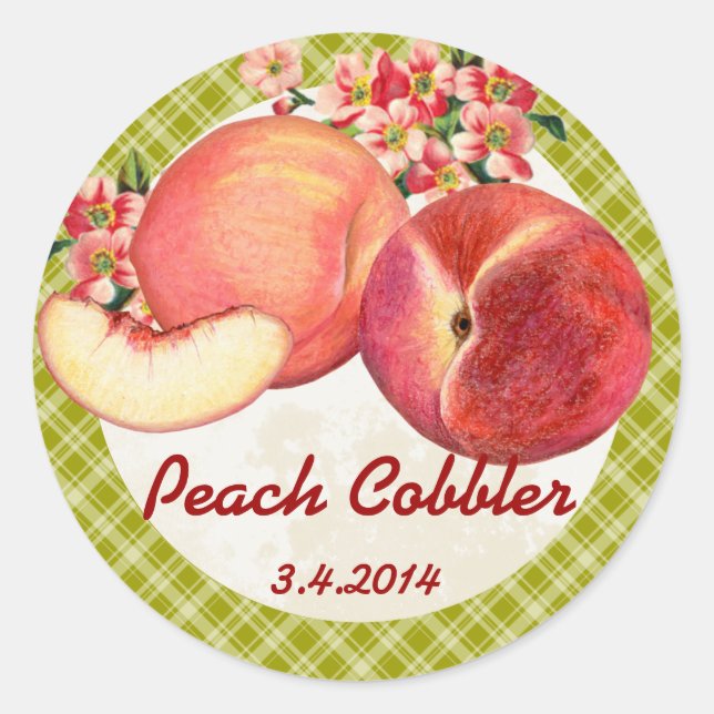 Custom colour peaches fruit canning label (Front)