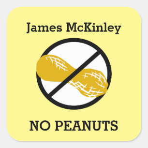 Custom Colour Peanut Allergy Personalized Kids Square Sticker