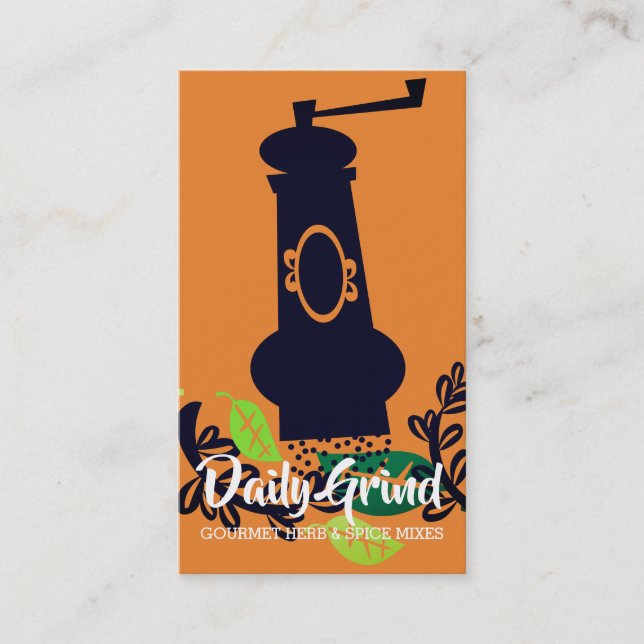 Custom colour pepper mill herb spice business card (Front)