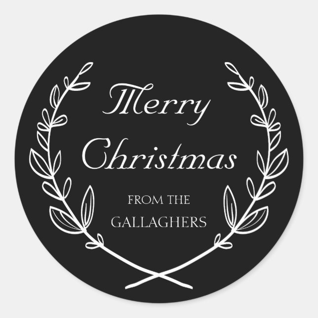 Custom Colour Personalized Laurel Holiday Sticker (Front)