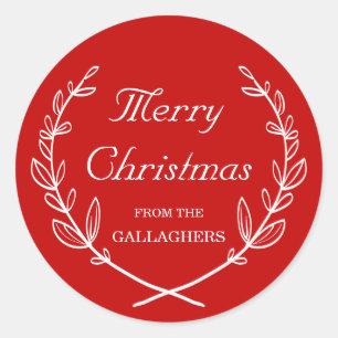 Custom Colour Personalized Laurel Holiday Sticker