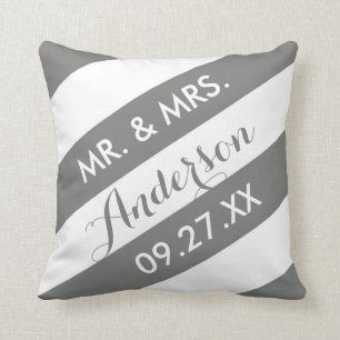 Custom Colour Personalized Throw Pillow / Grey