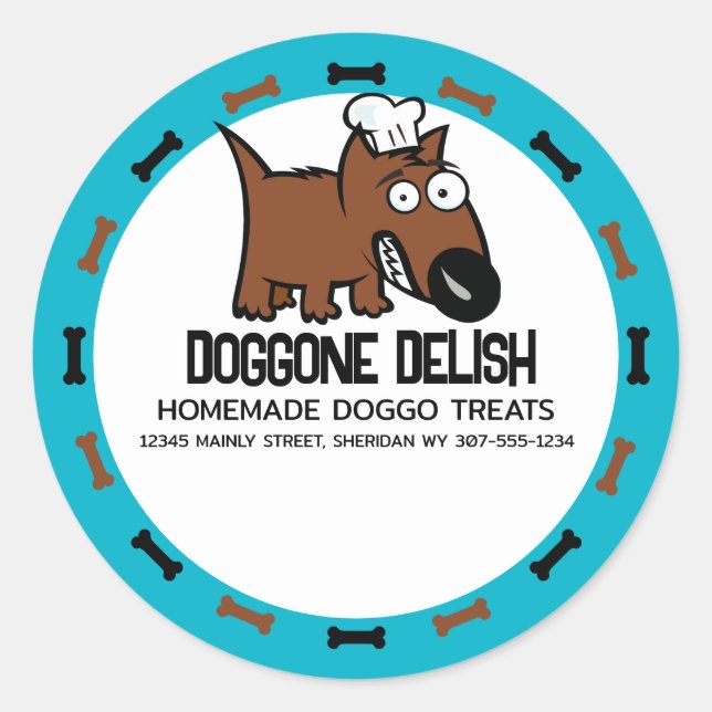 Custom colour pet food chef dog food dog treats classic round sticker (Front)
