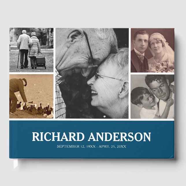 Custom Colour Photo Collage | Funeral Guest Book (Front)