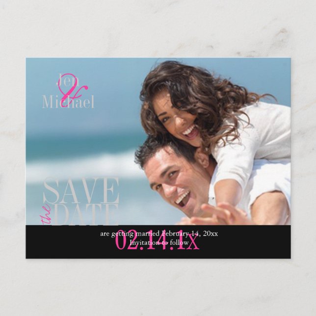 Custom Colour, Photo Save the Date Postcards (Front)