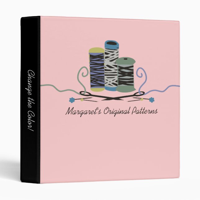 Custom colour pins needles thread sewing binder (Front/Spine)
