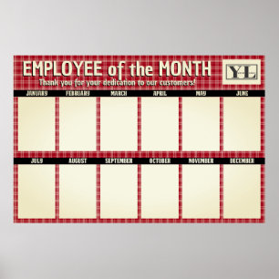 Custom colour plaid employee of the month photo poster