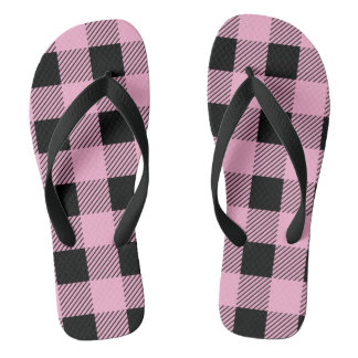 Custom Colour Plaid Pattern Flip Flops